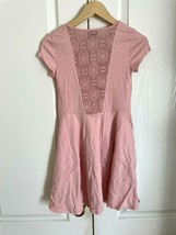 New Aeropostale Rose Pink Lace Back Crew Neck Cap Sleeve Fit Flare Knit Dress S - £23.34 GBP
