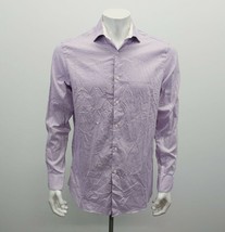 Perry Ellis Men&#39;s Long Sleeve Button Up Dress Shirt Size 16 Purple Slim ... - $11.86