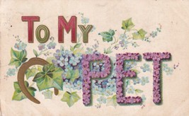 To My Pet Spelled in Flowers 1909 RPO Postcard B03 - £2.39 GBP