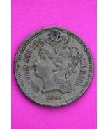 1865 Damaged Three 3 Cent Nickel Scarce Semi Key Date Coin Philadelphia ... - $20.50 CAD
