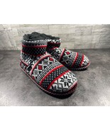 Muk Luks Slippers Boots Women 9M Shoes Blue Red Knit Lined slip On Comfort - $506.94 MXN