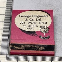 Rare Matchbook  George Langmead &amp; Co. Ltd.  Bulova Dealer St Johns, NFLD  gmg - £24.12 GBP