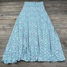 LuLaRoe Women&#39;s Maxi Simply Comfortable Skirt Blue/Pink Geometric Stretc... - $10.89