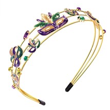 Mardi Gras Headband for Women Mardi Gras Accessories Green Purple Yellow Crown M - £24.74 GBP