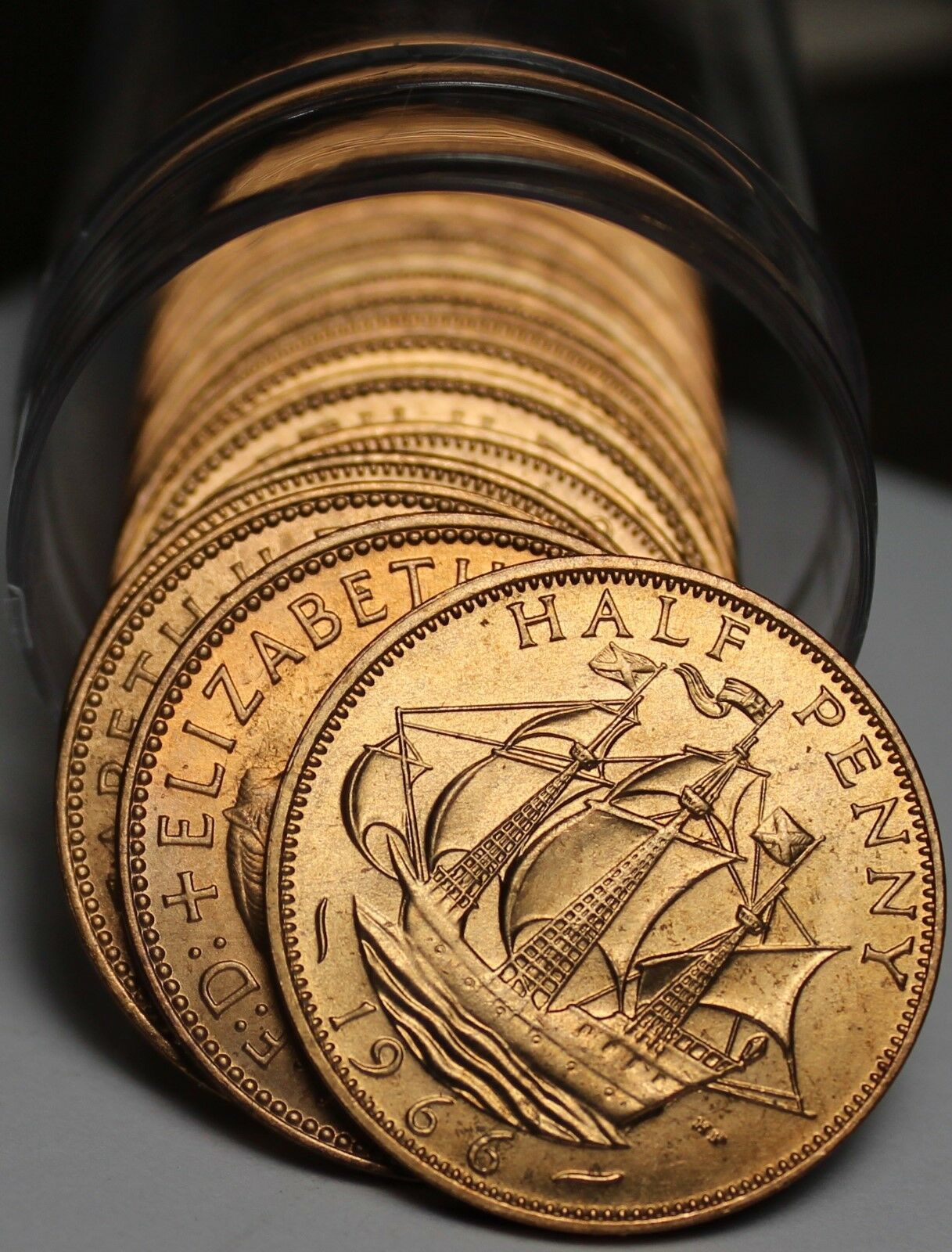 Gem Unc Roll (20) Great Britain 1966 Half Pennys~The Golden Hind~Free Shipping - £39.16 GBP