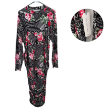 Almost Famous 3X Black Red Rose Print Long Sleeve Midi Dress Plus Size - $275.63 MXN