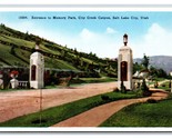 Memory Park Entrance Gate Salt Lake City Utah UT UNP WB Postcard S23 - $2.92