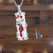 Cardinal Urn Necklace Sterling Silver Red Cardinal Urn Necklace for Ashes - $98.39