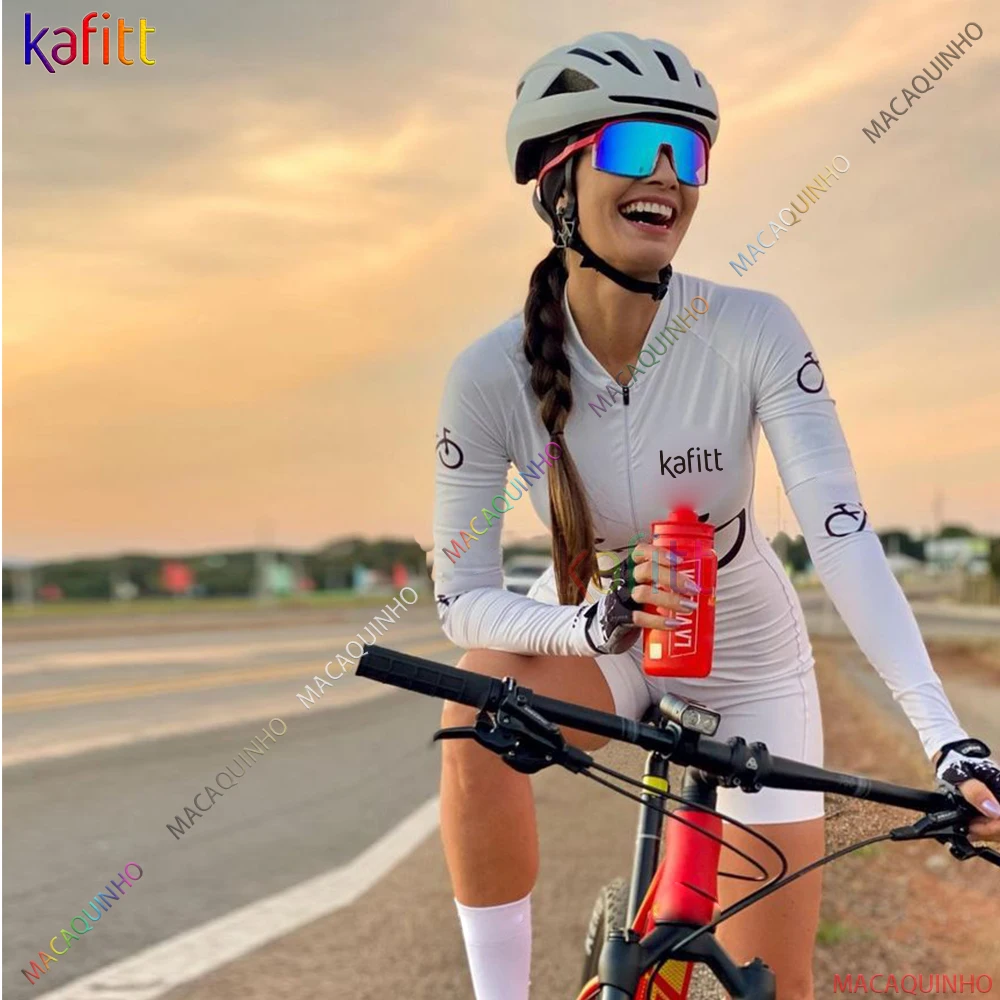 Sporting Kafitt Bike LOGO White Clothes Aaquinho Roupa Women&#39;s Cycling Jumpsuit - £62.34 GBP