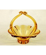 Viking Art Glass One Piece Candy Dish Basket, Fluted &amp; Scalloped Amber G... - $19.55