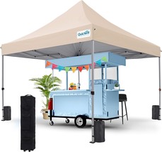 Quictent 10&#39;X10&#39; Heavy Duty Pop Up Canopy Tent- Ez Up Outdoor Commercial, Beige - $181.99