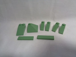LEGO 8 Light Green Slopes Assorted Sizes Flats, Parts &amp; Pieces - £1.45 GBP