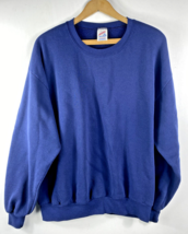 Vtg Jerzees Sweatshirt XL Blue BLANK Made in USA Crewneck Russell Cotton Poly - £43.74 GBP