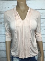 DOLAN Womens Top Small Tunic Peach Pintucked Dolman Sleeves Loose Fit V-Neck - £15.81 GBP