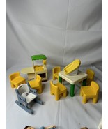 LITTLE  TIKES DOLLHOUSE  FURNITURE Kitchen Island Table Chairs Car Seat ... - $43.93