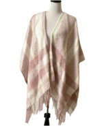 Lauren Conrad Cape Scarf Shawl Wrap One Size Soft Pink Ivory Fringe 56&quot; ... - $14.88