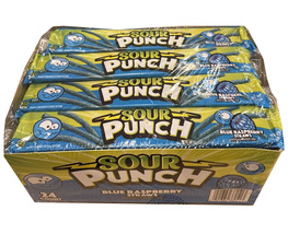 Sour Punch Straws Blue Raspberry Candy 24 Count Box Bulk Candies 24 Packs - £25.49 GBP