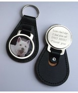 Genuine Leather Personalised Engraved Key Ring with WESTIE WEST HIGLAND ... - £15.75 GBP