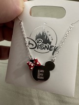 Disney Parks Minnie Mouse Icon Letter E Silver Color Necklace Child Size NEW image 4
