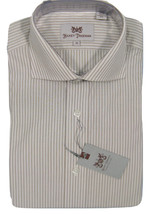 NEW $145 Hickey Freeman Dress Shirt! 16 34 35  *White Tan &amp; Taupe Stripes* - £54.00 GBP