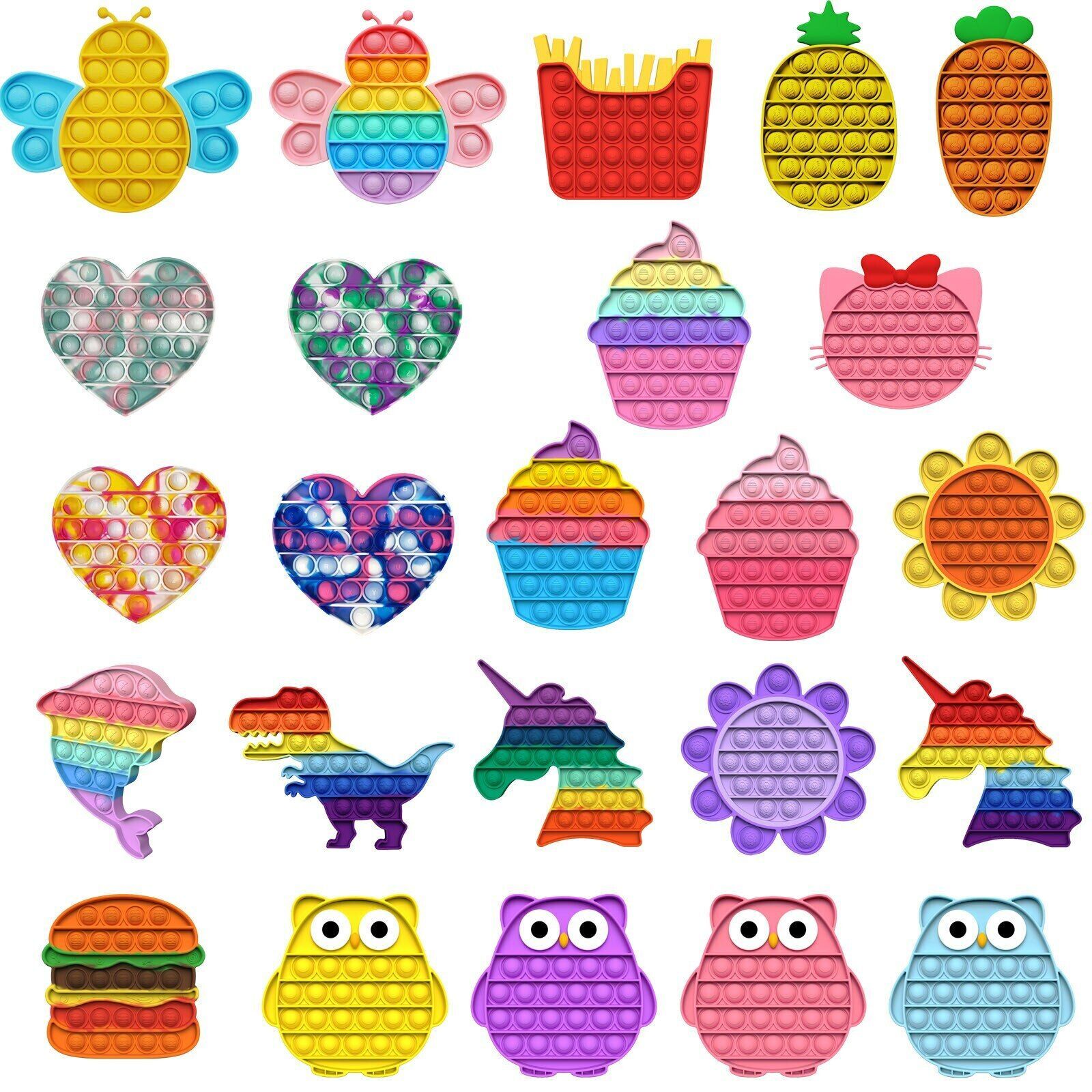 Push Pop Bubble It Silicone Sensory Fidget Rainbow Toy Autism Stress Gam... - $6.92+