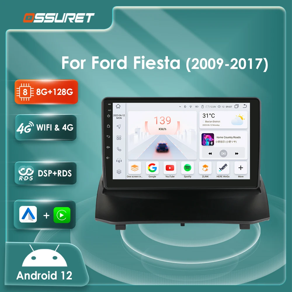 For Ford Fiesta 2009-2014 android 12 Car Auto radio Multimedia Video player 7862 - £115.91 GBP+