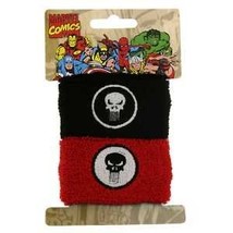 Punisher Black &amp; Red Skull Image Wristband Set - $11.39