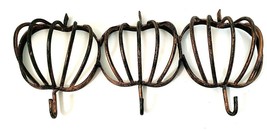 Pumpkin Shaped Wall Rack With 3 Hangers Gold Copper Toned 12&quot; x 5.5&quot; - £10.11 GBP