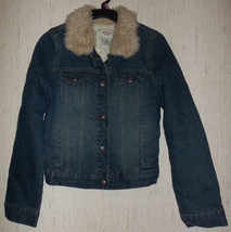 Excellent Girls Abercrombie Distressed J EAN Jacket W/ Quilted Lining Size Xl - £22.33 GBP