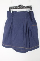 Easton Pearson 12 Blue Pleat-Waist Embroidered Trim Pockets Skirt - £34.85 GBP