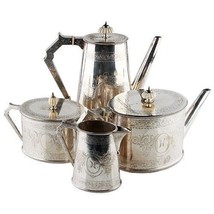 1849 Elkington,Mason &amp; Co Silverplate Café &amp; Thé Ensemble (4 Pièces) Crè... - $37,696.88 MXN