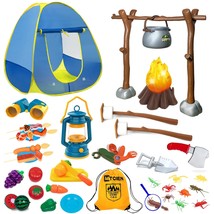 Kids Camping Set With Campfire, Play Tent , Binoculars, Oil Lantern, Tod... - £47.97 GBP