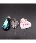 Small Pendant Charm Lot of 3 Hearts Glass Jewelry Parts or Reuse - £8.01 GBP