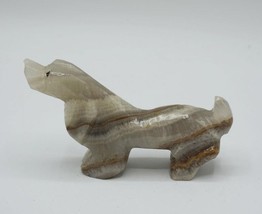 Onyx Pierre Sculpté Chien Figurine - $42.06