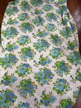 Sears Perma Press Fine Muslin Floral Sheet Blues Greens 70s Fitted 54 x ... - $16.69