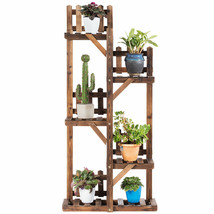 5-Tier Flower Rack Wood Plant Stand 6 Pots Display Shelf Multifunctional Rack - £87.59 GBP