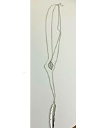 2 strands Necklace Silver Leaf Feather Two Stranded New  - $8.91