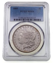 1885 Silver Morgan Dollar Graded By PCGS As MS64 Gorgeous Coin - £142.03 GBP