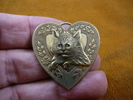 (b-cat-201) Cat  long haired little baby kitty lover pin pendant I love ... - $17.75