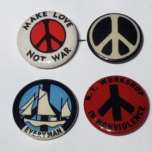 Lot of 4 VTG Peace Sign Anti Vietnam War Make Love Not War Pinback Button Pins - $36.95