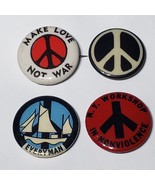 Lot of 4 VTG Peace Sign Anti Vietnam War Make Love Not War Pinback Butto... - £29.54 GBP