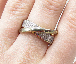 Gold Over 925 Silver - .35ctw Genuine Diamonds X Style Band Ring Sz 7 - RG1704 - £34.55 GBP