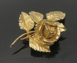 NAPIER 925 Sterling Silver - Vintage Rare Shiny Sculpted Rose Brooch Pin- BP7133 - £95.09 GBP