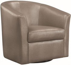 Coaster Faux Leather Upholstered Swivel Accent Chair, Champagne - £282.18 GBP
