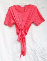 Zara Trafaluc Pink Cotton Cropped Wrap Top Ties Womens Size Medium NEW w... - $23.74