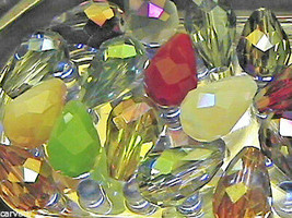 15mm Mixed Colors Faceted Cut Crystal Teardrop Beads (100) - £7.49 GBP