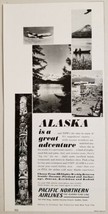 1964 Print Ad Alaska Totem Pole, Travel Pacific Northern Airlines Jet - £9.33 GBP