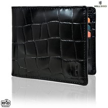 &quot;Hill Bird&quot; Rfid Blocking Bi-fold Genuine Leather Mens Wallet Purses-BLACK Color - £15.61 GBP