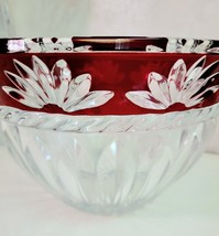 Vintage Mikasa Cut to Clear Crystal Ruby Red Celebrations Bowl Corinth Fan Cut - £19.98 GBP