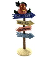 Whimsical Halloween Sign Figurine – Creep Street Haunted House Pumpkin P... - $29.95